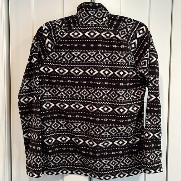 Eddie Bauer Quest fleece quarter zip pull over aztec print black & white XL - Picture 4 of 9